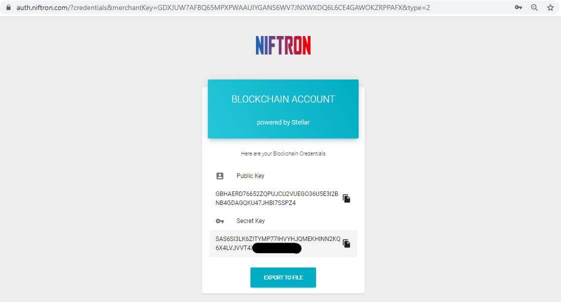 Niftron Blockchain Credentials